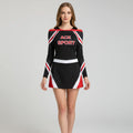 Ace Dance Custom Blue Majorette Uniform for Women with Sequins Fringe & Rhinestone 5 Sets Heat-Transfer Printed Logo