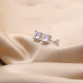 Square Zircon Claw Stud Earrings S925 Sterling Silver Princess Cut CZ Stud Earrings