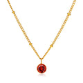 Ins Fashion 18K Gold Plated Cubic Zircon Bead Chain Necklace Stainless Steel 12 Month Birthstone Round Pendant Necklace
