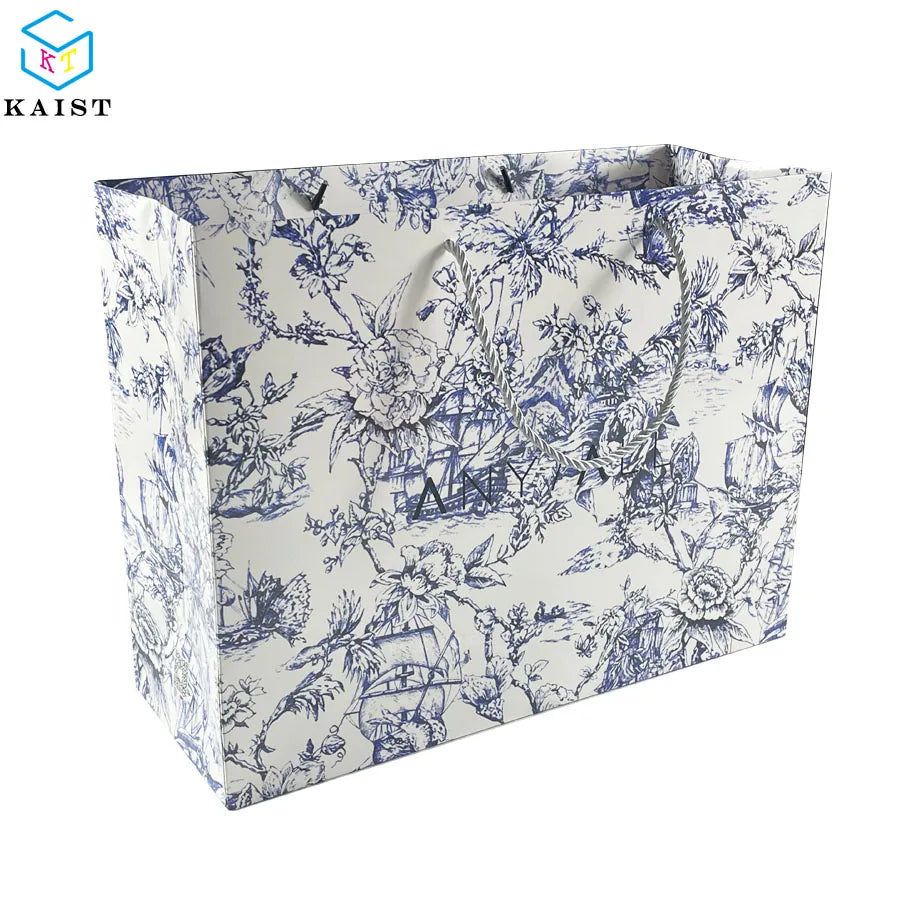 Customized logo Print Clothing Shopping Paper Bag with Handle Rope