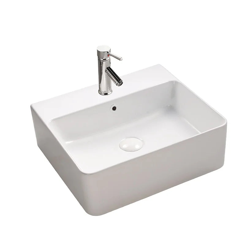 High Temperature Rectangular Ceramic Bathroom Sinks Public Wall Hung Mounted Wash Hand Basin