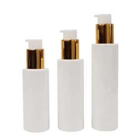 100ml 120ml 150ml Lotion Bottle White Plastic PET Shampoo Body Cream Dispenser Facial Cleanser Gold Pump Bottles Empty