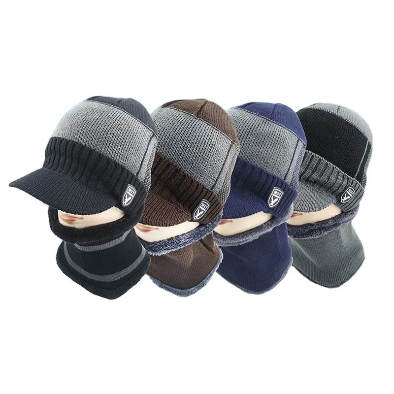 Wholesale 100% Acrylic Design All Over Print Custom Two Tone Stripe Skull Knitted Hats OEM Winter Cow Print Fluffy Beanie Caps