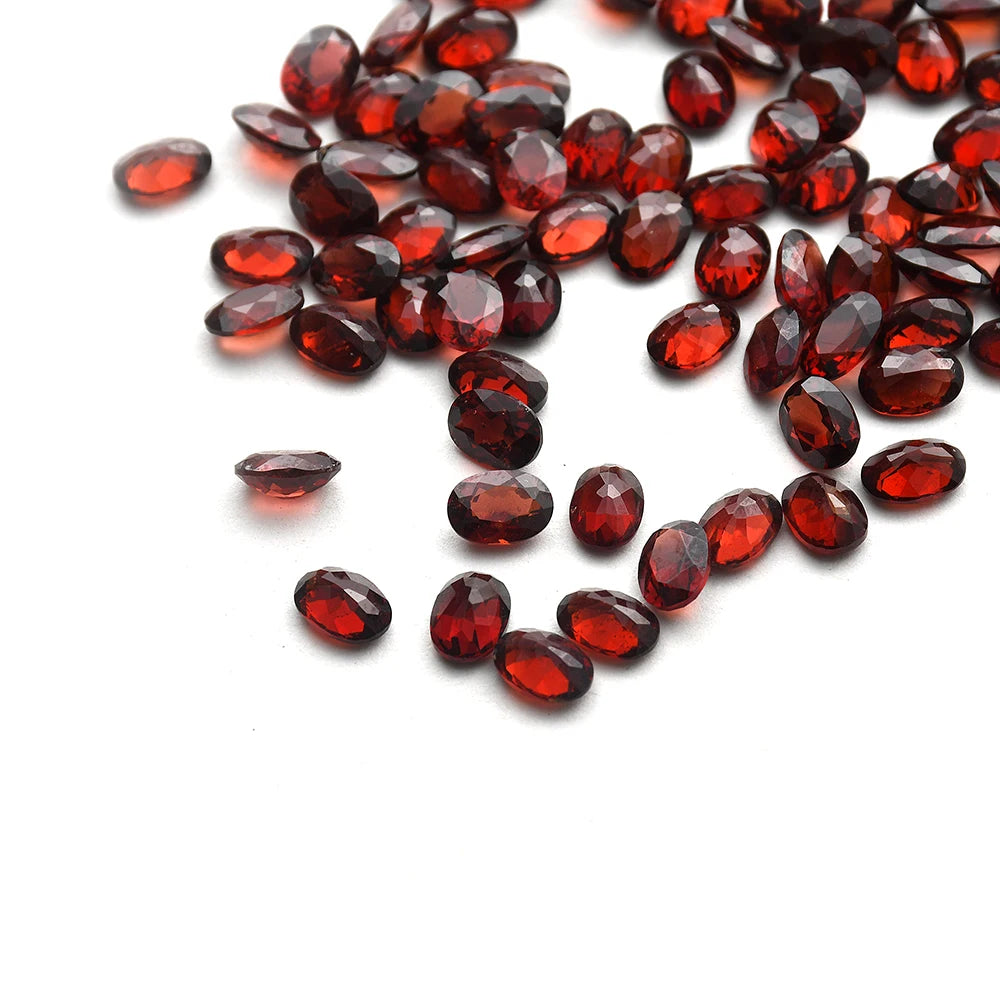 Natural Loose Gemstone Stone Jewelry Wholesale Price Circular Oval Crystal Quartz Gems Cut Synthetic Red Garnet