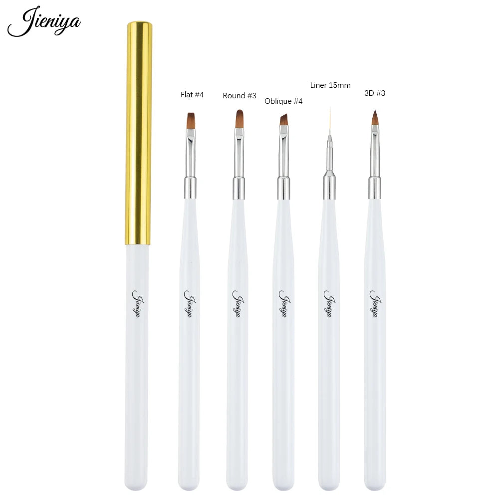 Hot Selling White Wood Handle Liner Brush Nail Art Brush Oval Gel Brush