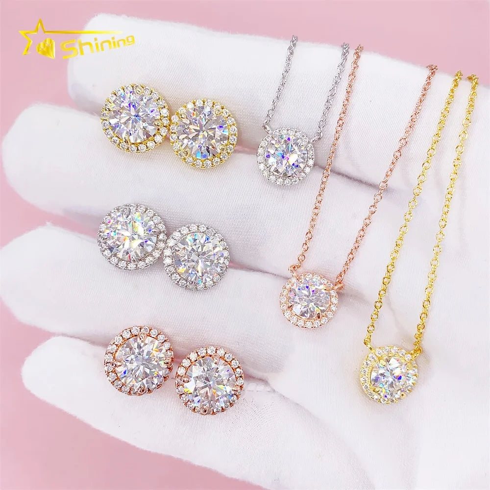 Shining Jewelry Alibaba Website Wholesale Elegant Women Gold Plated Stud Earrings Pendant Necklace Jewelry Sets