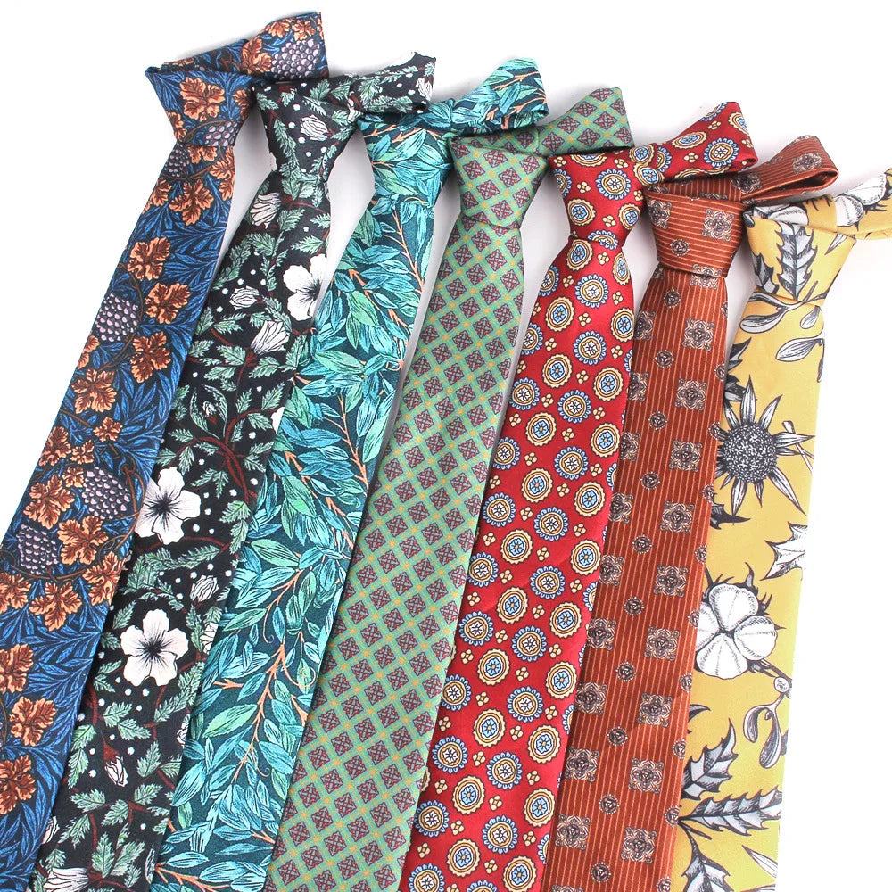 Vintage Printed Silk Ties for Men Flower Casual Print Men Necktie Cravat Wholesale in Shengzhou