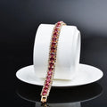 HOVANCI European Shining Full Diamond Cz Red Ruby Tennis Bracelets Bling Rhinestone Crystal Bridal Bracelet for Women Wedding MegaBDM