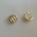 Real Gold Plated Pure 925 Sterling Silver Luxury Simple CZ Zircon Crystal Small Wide Hoop Earrings for Women Girls