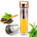 Eco-Friendly Double Walled Borosilicate Glass Water Bottle Fruit Infuser Tumbler Glass Tea Bottle With Easy Carry Lid