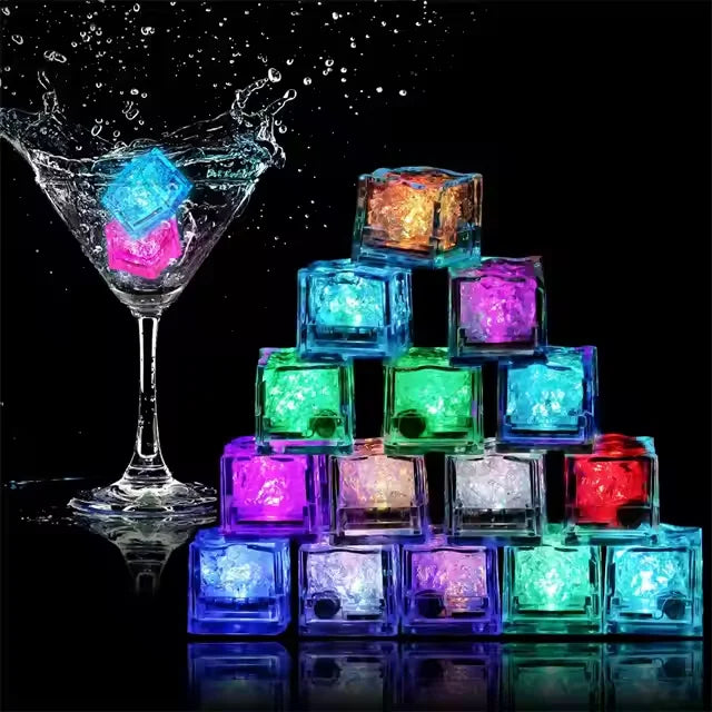 Multi Color LED Glow Ice Cube Fast Slow Flashing Led Light up Ice Cube Led Ice Cubes for Drinks Bar Party Wedding Decorations