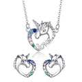 Isunni Hot Selling Jewelry Set Sterling Silver 925 unicorn Necklaces and Earrings Sets Jewellery for Women
