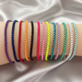 Neon Multi Colored Fashion Wrist Jewelry for Women Adjustable 18K Gold Plated Rainbow Enamel Box Chain Bracelet