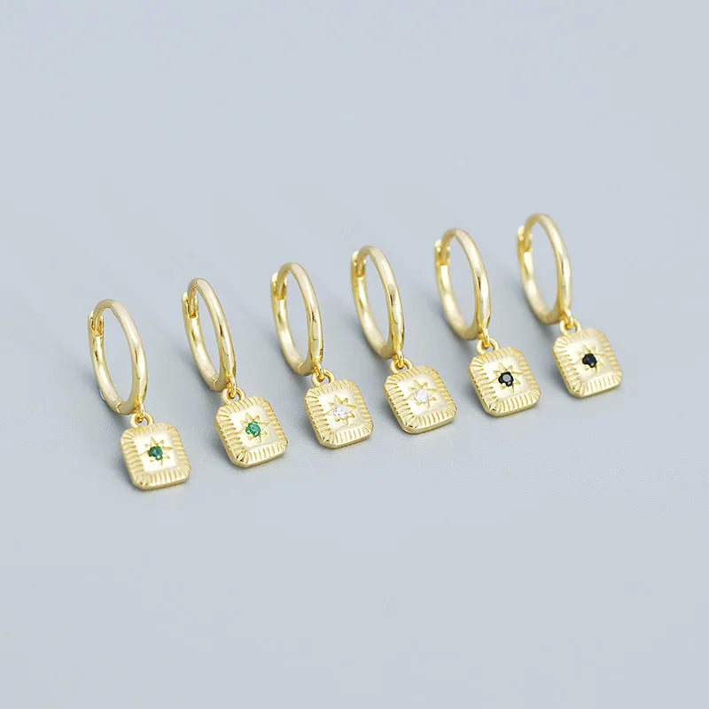 Wholesale Silver Jewelry S925 Silver Hoop Earrings Women 18K Gold Plated Sterling Silver Star Zircon Drop Earrings Jewelry