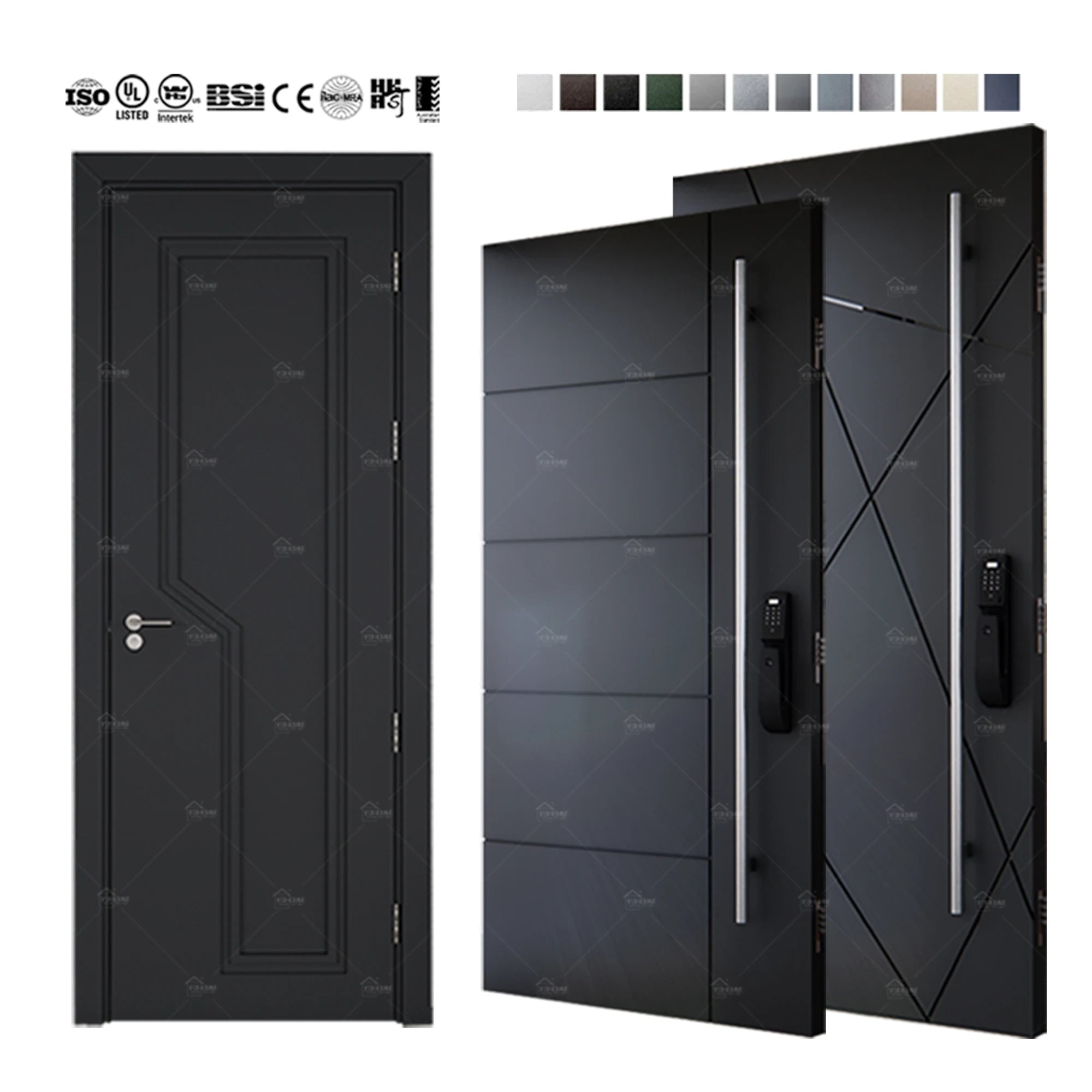 European Style Villa House Metal Cast Aluminum Exterior Security Doors Smart Lock Interior Doors Front Hotel Entrance Door