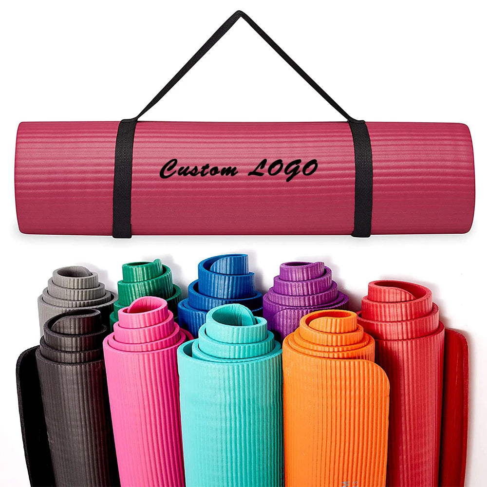 Durable 10mm NBR Custom Logo Printed Home Exercise Yoga Mat 12mm NBR Yoga Mat