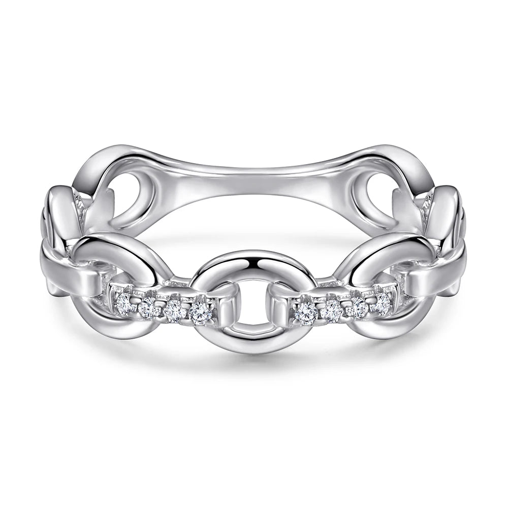 Silver Jewelry 925 Sterling Women Ring Key Chain Silver Zircon Women Ring