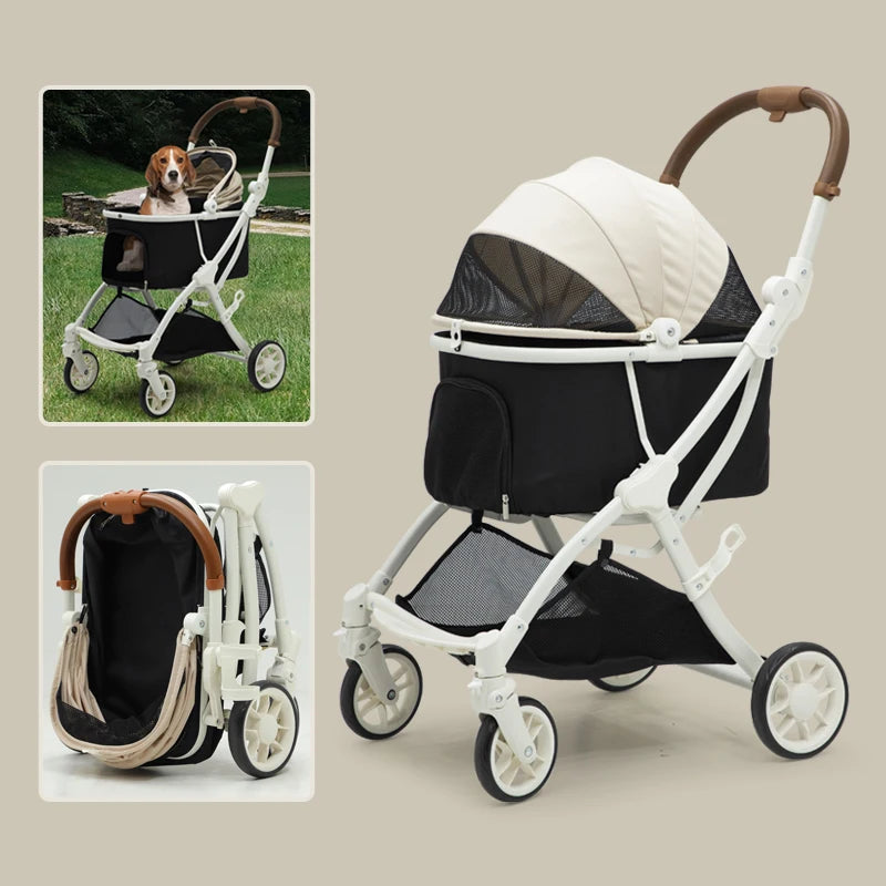 Small Medium Dogs Stroller 4 Wheels Folding Pet Stroller Soft Pad for 2 Cats