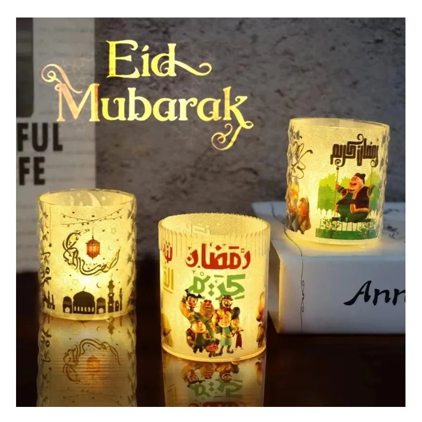 Eid Mubarak Led Candle Night Light Ramadan Kareem Ornament Lamp Islam Muslim Home Party Decor Eid  Al Adha Festival Supplies