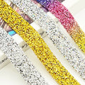 Iron-On Resin Beaded Rhinestone Trim for Crafts Weddings Bags Garments Shoes-Motif Rhinestones for Clothes