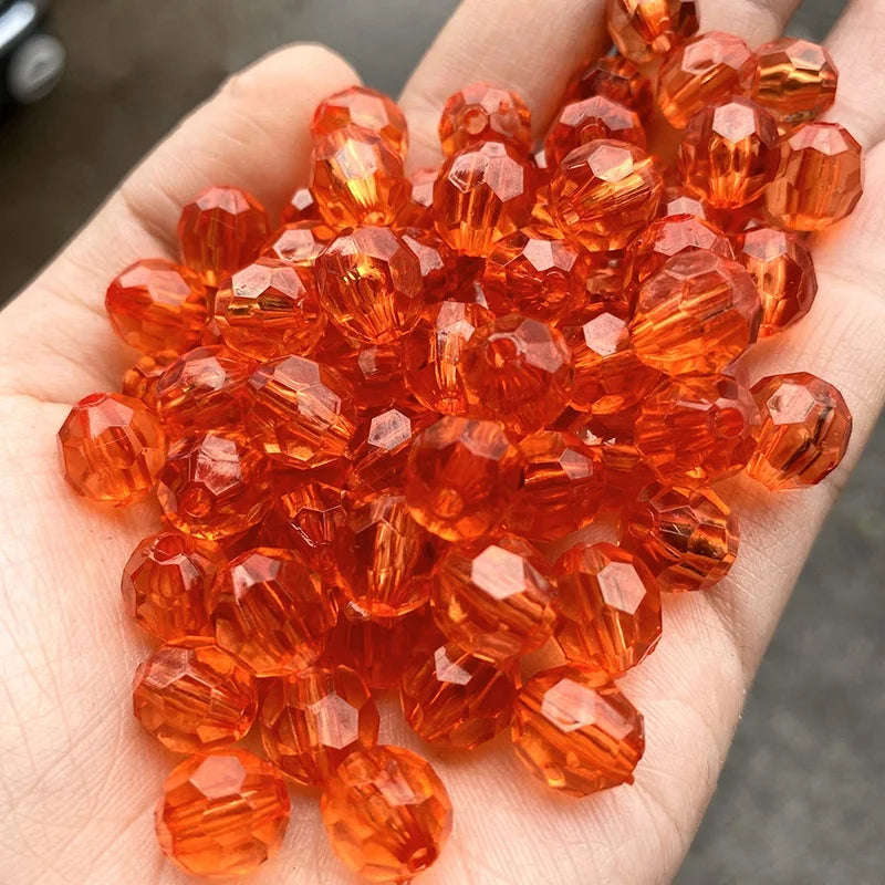 Multi Colors 500g/Bag 6MM-16MM Colorful Plastic Transparent Clear Faceted Beads Acrylic Crystal Beads for DIY Making Bag