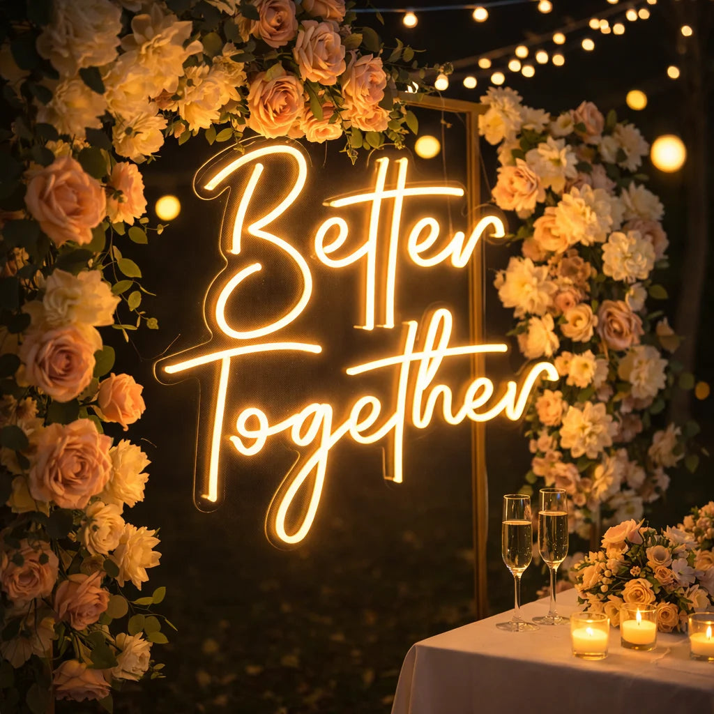 LC Custom LED Light up Wedding Sign Handwritten Letter Neon Style Acrylic Illuminated Letters for Ceremony Backdrop Event Decor