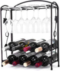 Honghe Modern Durable Black Iron Eco-Friendly Storage Countertop Decoration Glass Holder Bar Red Wine Rack for Living Room