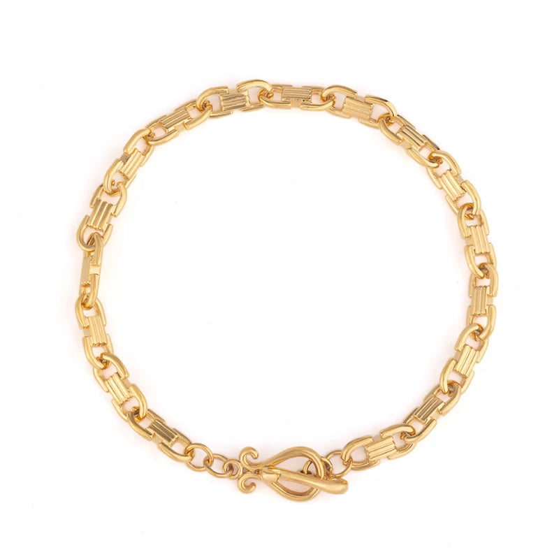 Stainless Steel Women Jewelry Unique Design 18k Gold Plated Waterproof Hypoallergenic OT Clasp Chain Bracelet Jewelry