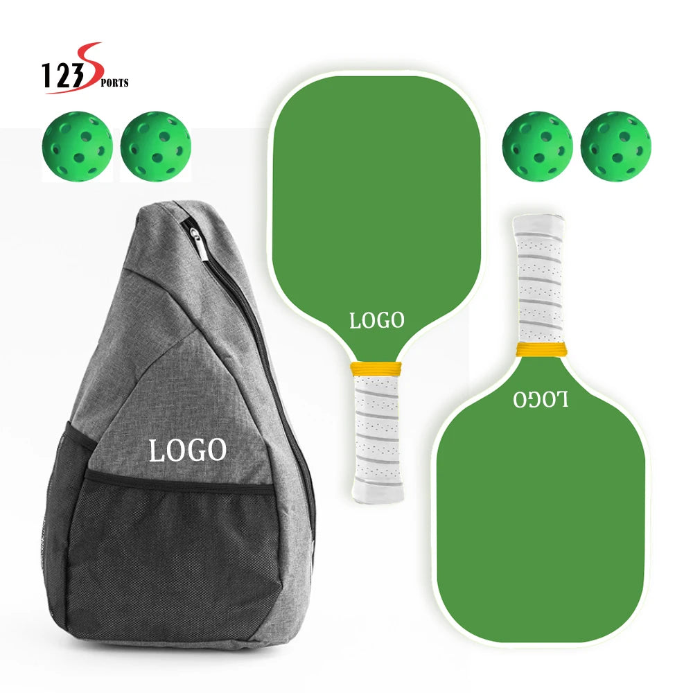 Wholesale China Fashion 16mm Customised Patterns Carbon Pickleball Paddle Set With 2 Padel 4 Pickleballs 1 Pickleball Backpack