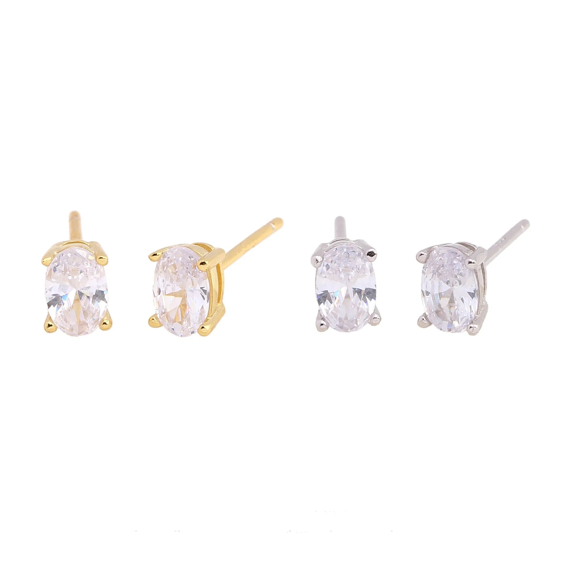 Oval Diamond Fashion Minimalist Jewelry 925 Sterling Silver Stud Earrings Women Men