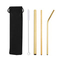 4pcs/set Eco-Friendly Stainless Steel Drinking Straws with Cleaning Brushes and Bag Packaging for Home Use