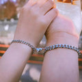 Hot Selling Magnetic Heart Charm Bracelets Women Men Lover Valentine's Day 2 Pcs Stainless Steel Cuban Chain Couple Bracelet