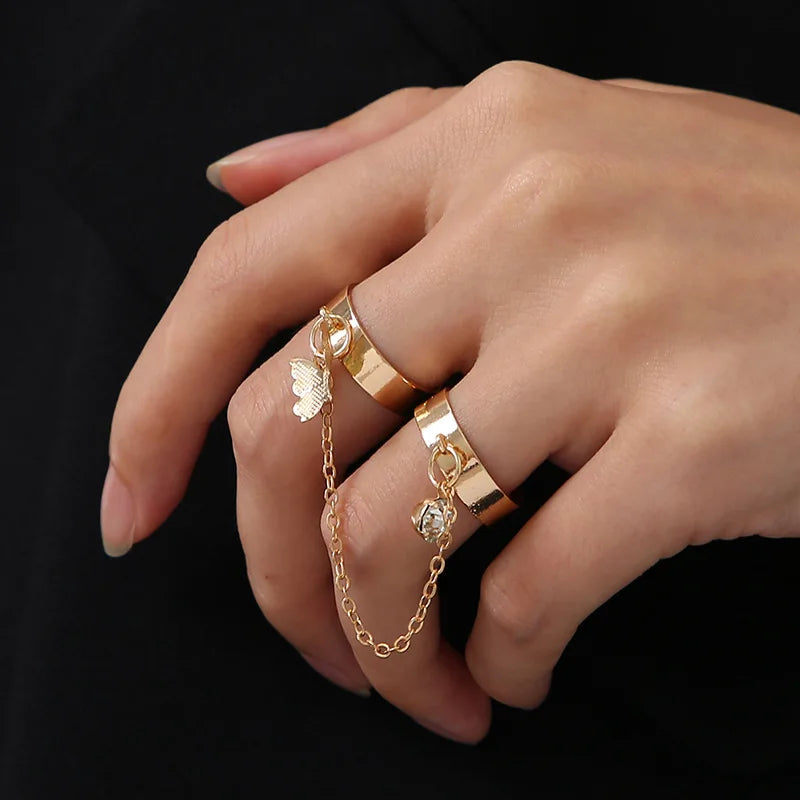 Fashionable Punk Style Creative Finger-to-Hand Cahain Bracelet - Detachable Ring and Bracelet Trendy and Cool Accessory