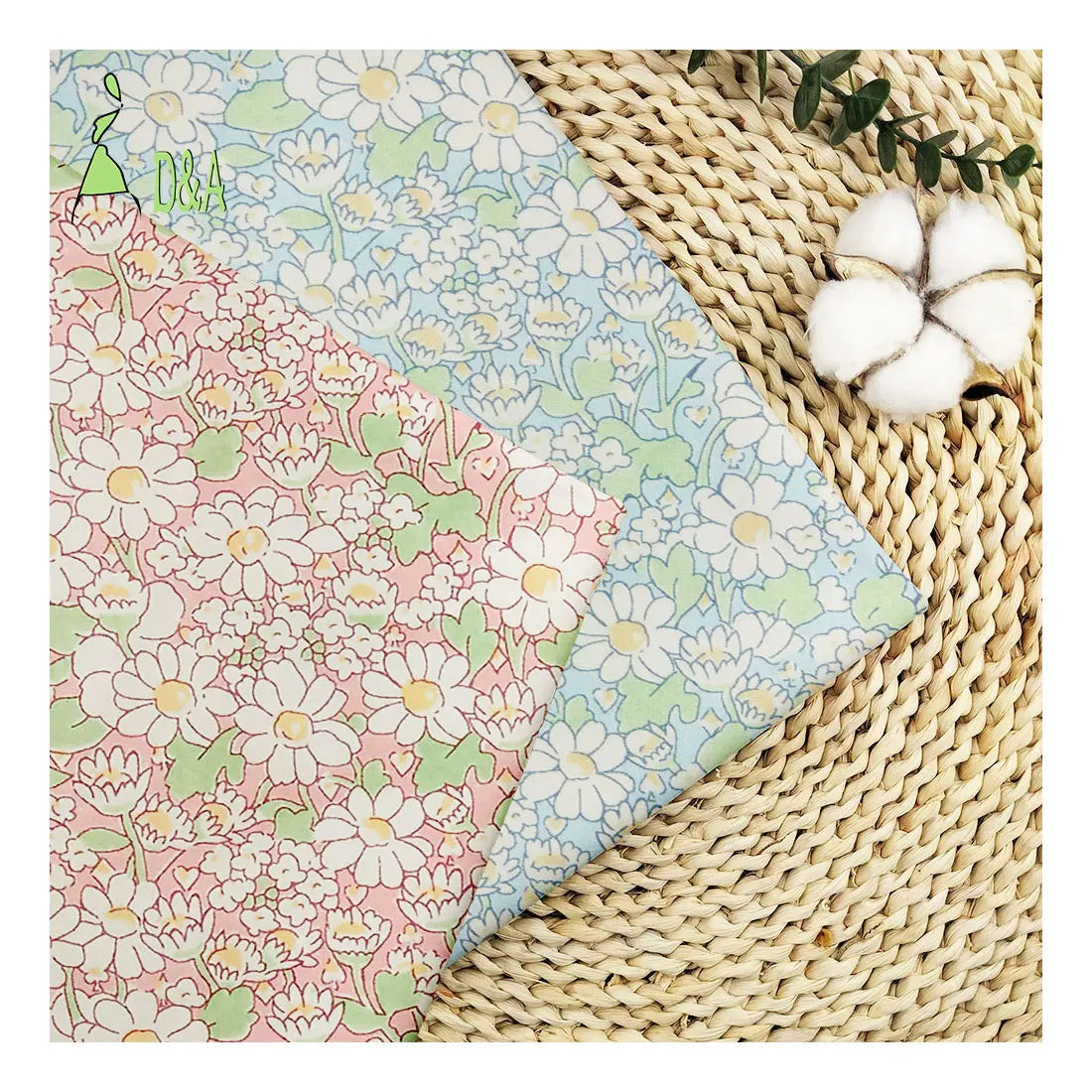 100% Cotton Fabric Soft Custom Flower Printed for Girls Clothing Crafts Shirts Covers Accessories