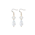 Vintage Style Baroque Petal Shape Natural Freshwater Pearl Long Pendant Earrings S925 Silver Hook