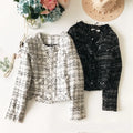 New Spring Fashion Ladies Jacket Coat All-match O Neck Single Breasted Tweed Short Jackets for Women Long Sleeve Outwear Slim