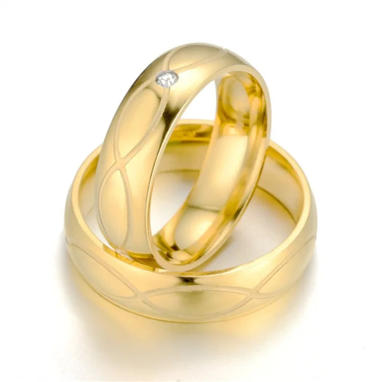 Hot Selling Gold Jewelry Stainless Steel Smooth Striped Diamond Ring Factory Wholesale