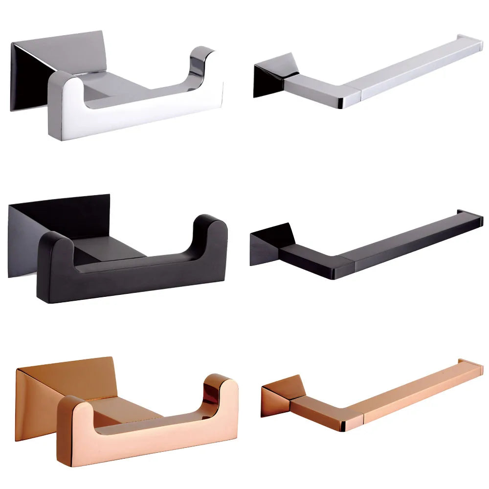 Modern Design Polished Brass Gold Rose Gold Black Bathroom Hardware Set Wall Mount Bedroom Accessories Luxury Home Fixtures Kit