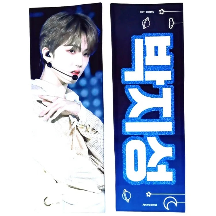 Custom Design Double Side Printed Reflective Magic Paper Kpop Slogan Banner Towel