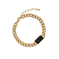 Chris April in Stock 316L Stainless Steel PVD Gold Plated Black Onyx Charm Fine Jewelry Bracelets