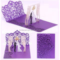 Purple Pearl Paper Bridal and Groom Pop up Paper Handmade Wedding Invitation Cards Cover Only