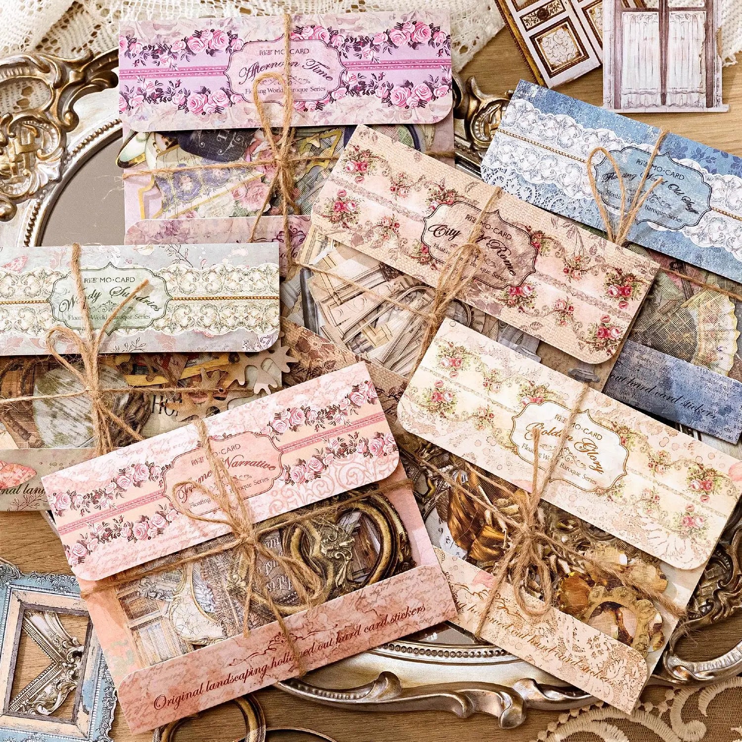30 Sheets/pack Stickers Floating Baroque Series Skeleton Scenography Hard Card Handbook Decorative Material