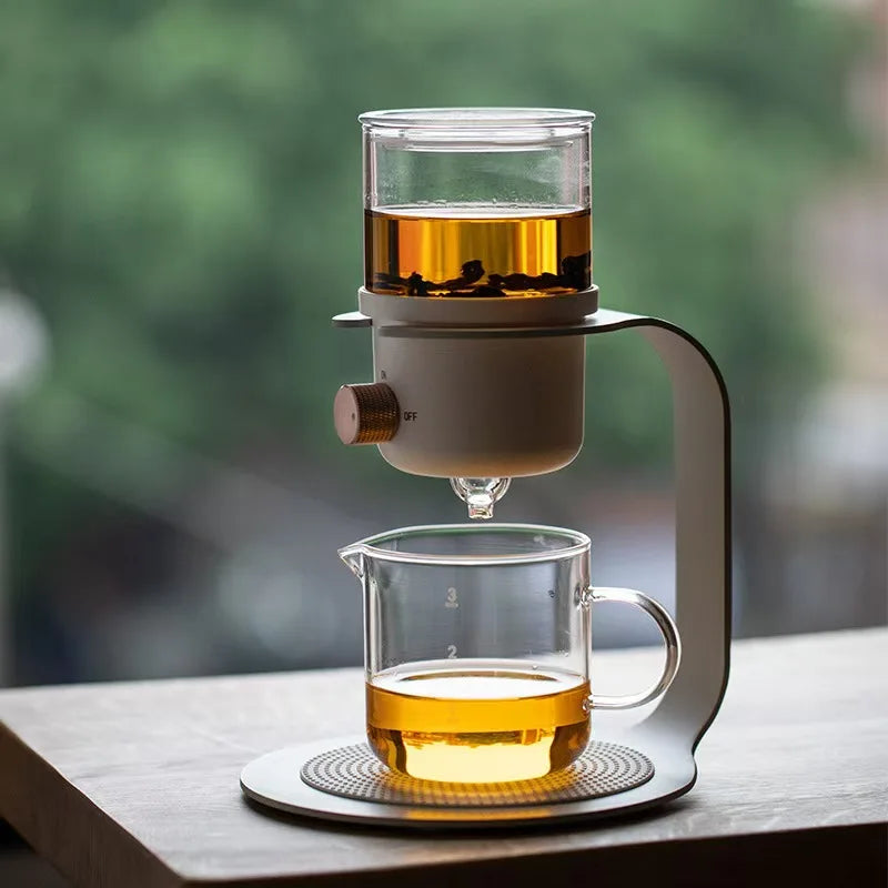 Hot Selling High Borosilicate Lazy Integrated Semi-automatic Tea Maker Glass Set