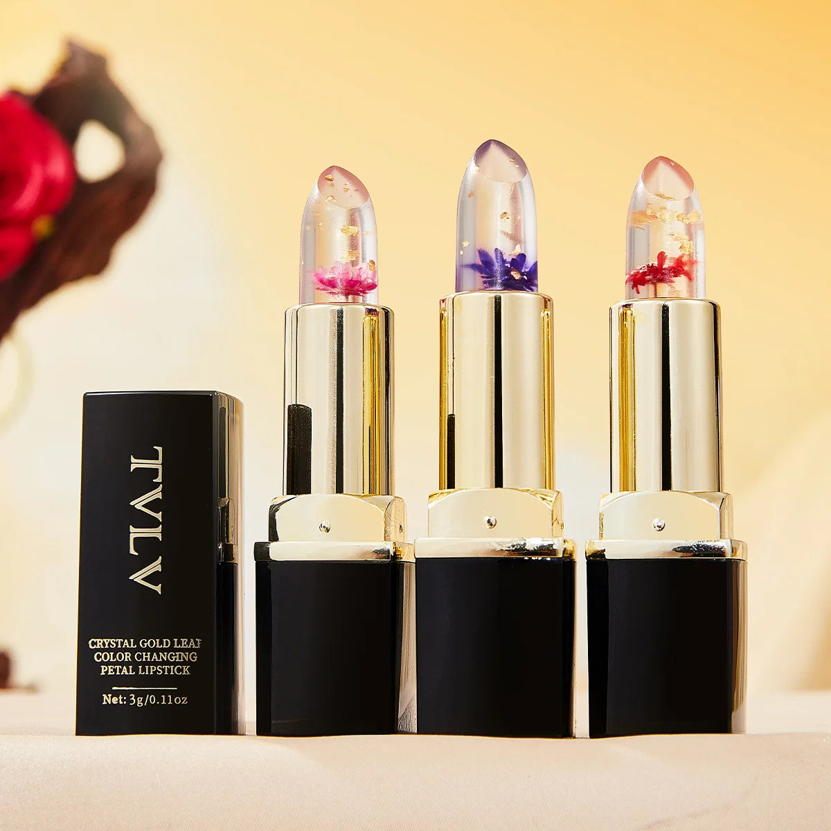 Moisture Temperature Color Change Lipstick Natural Vegan Transparent Organic Lip Balm Crystal Jelly Flower Lipstick