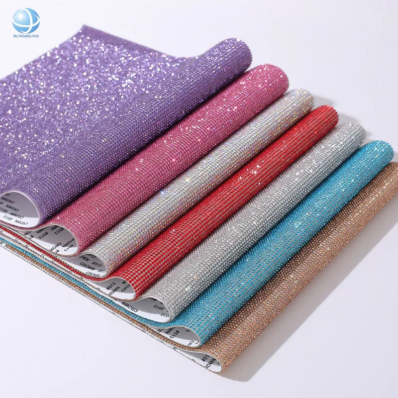 24*40cm Glass Rhinestone Trim Tablet Diamond Mesh Strass Self Adhesive Sticker for DIY Car Wedding Decoration