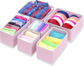 Set 6 Fabric Foldable Closet Dresser Drawer Divider Organizer Basket Bins for Kitchen Wardrobe Food Storage Houseware Organizers