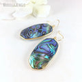 ER34067 Natural Abalone Shell Seashell Hexagon Shape Dangle Hook Earrings Gold Plated Summer Beach Trendy Chic Jewelry for Her