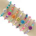 New 4mm Rainbow Soft Ceramic Bracelet Beaded Multicolor Smiling Face Bohemian Ethnic Couple Bracelet Women