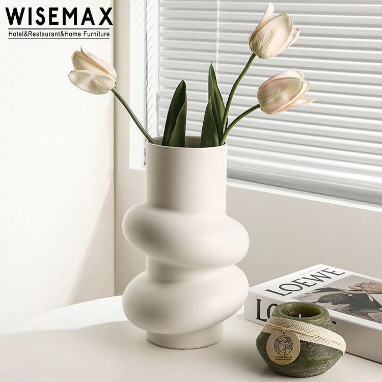 WISEMAX FURNITURE Hot Selling Indoor Decor Modern Minimalist Circle Shape Mini Size Ceramic Decorative Vase  for Hallway