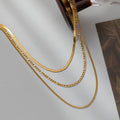 HOVANCI New Arrival Stainless Steel Flat Snake Herringbone Chain Three Layer Figaro Chains Necklace